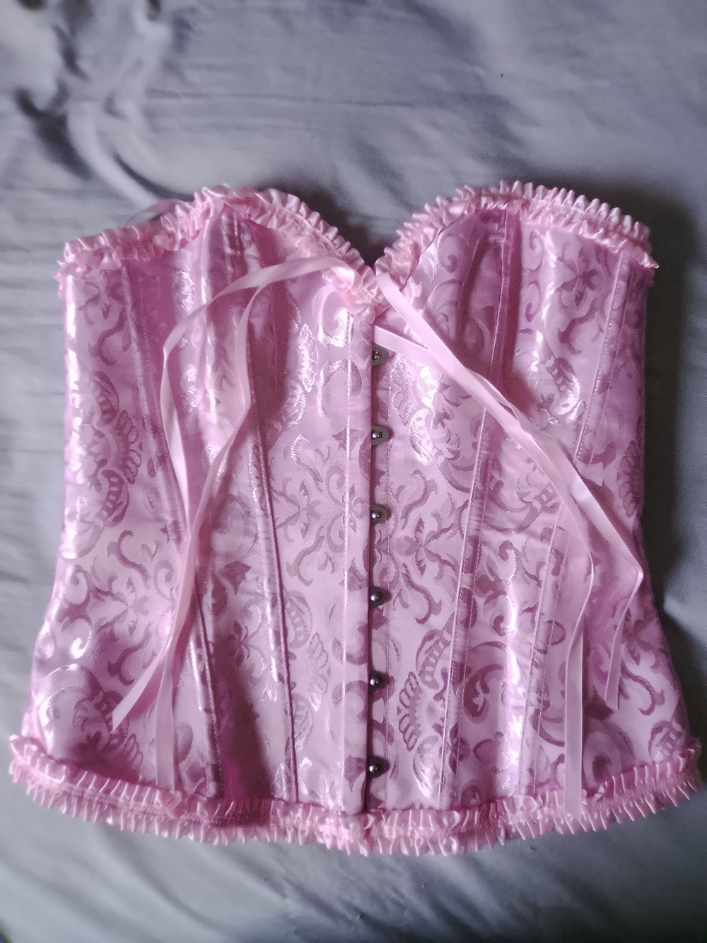 Fashion Nova Pink Satin Brocade Corset Bustier
